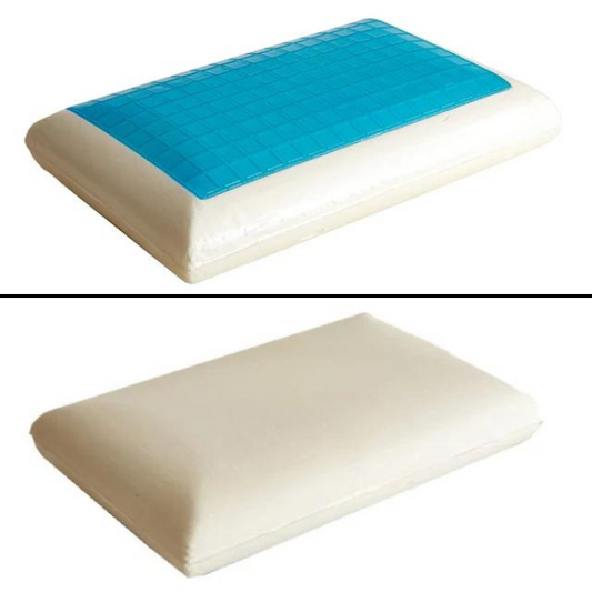 Memory Foam Neck Cushion with Cooling Gel For Sleep & Travel (White/Blue)