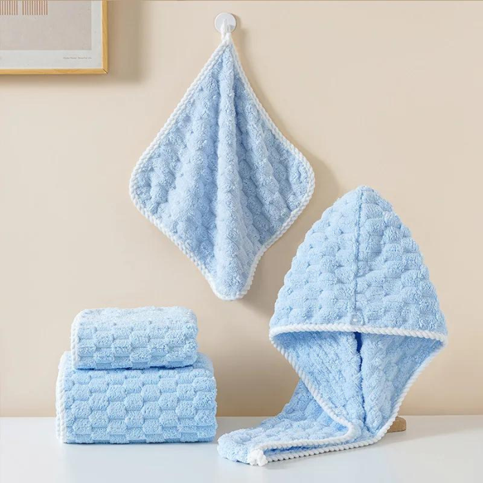 Cute Colorful Quick Dry Towel - Super Absorbent Cloud Grid Pattern