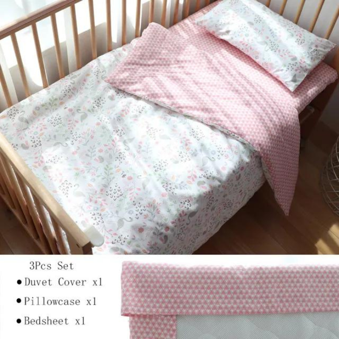 Three-Piece Cotton Bedding Kit for Baby Cribs, Including Pillowcase, Sheet, and Duvet Cover for Boys and Girls - Perfect for Nursery Decor