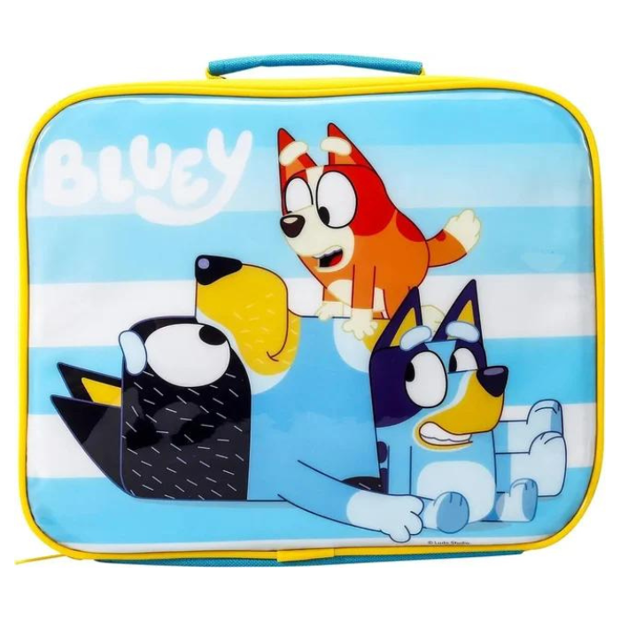 Bluey and Bingo Dog Backpack Set Blue & Purple Plush Oxford Cloth School Bag with Meal Bag for Kids