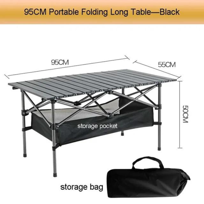 Outdoor Folding Long Table - Portable Egg Roll Camping Desk for BBQ & Picnic