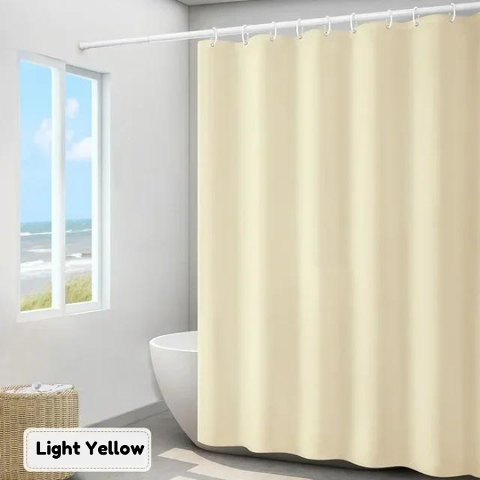 Premium Dacron Shower Curtains Thick, Solid Color with Hooks - Perfect for Hotel Bathroom Elegance