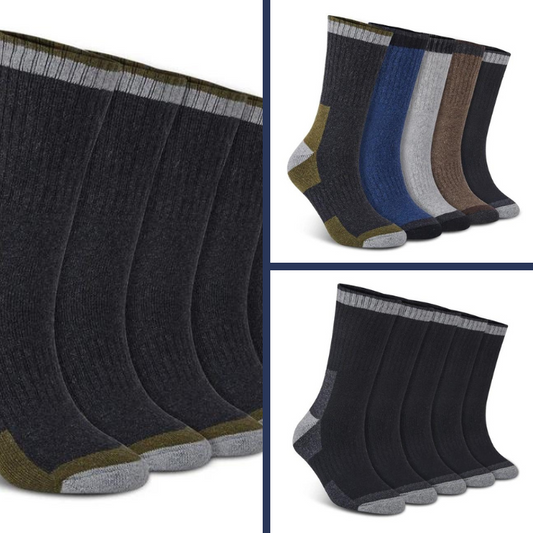 5 Pairs of Men's Thick Merino Wool Thermal Socks - Cozy and Warm for Hiking and Outdoor Sports