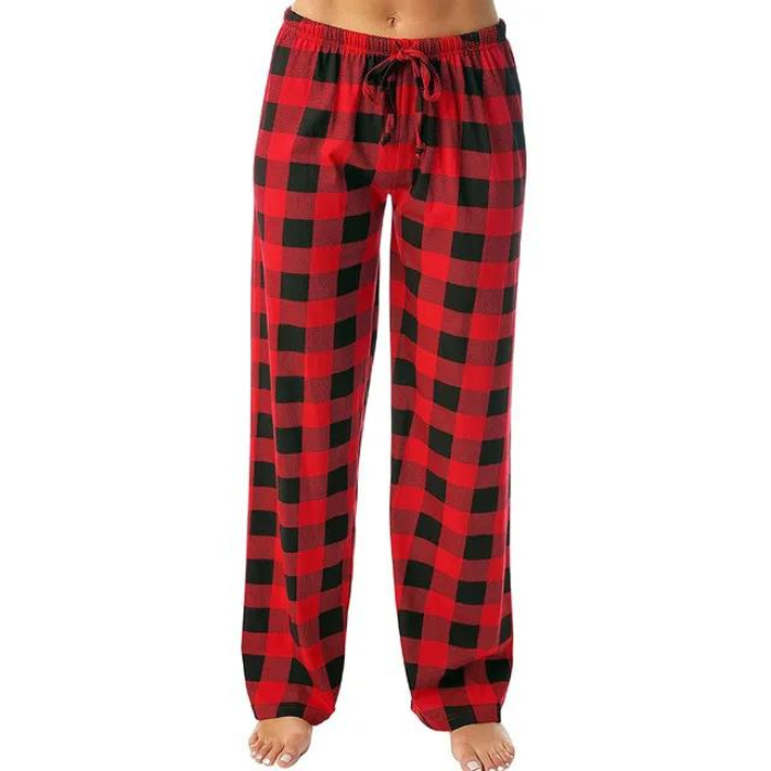 Women's Christmas Plaid Wide-Leg Pajama Pants - Perfect for Holiday Lounging and Street Style