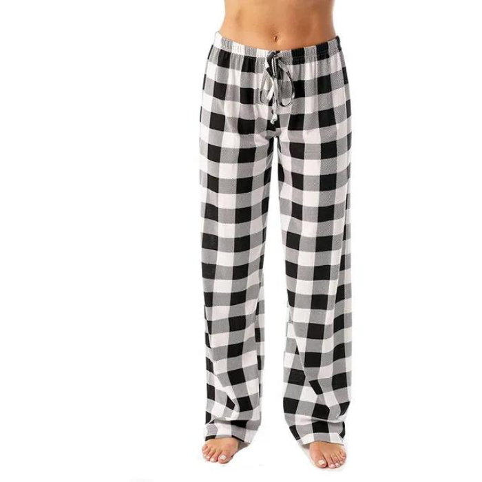 Women's Christmas Plaid Wide-Leg Pajama Pants - Perfect for Holiday Lounging and Street Style