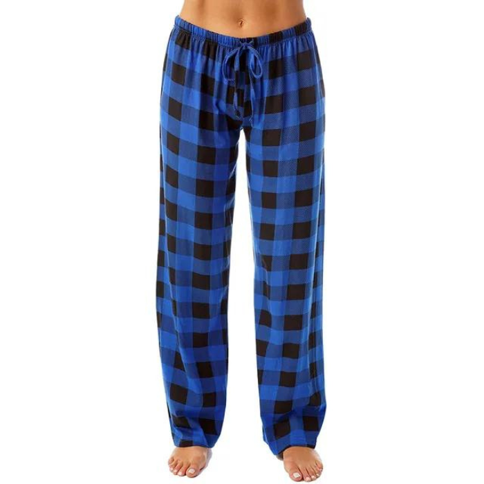 Women's Christmas Plaid Wide-Leg Pajama Pants - Perfect for Holiday Lounging and Street Style