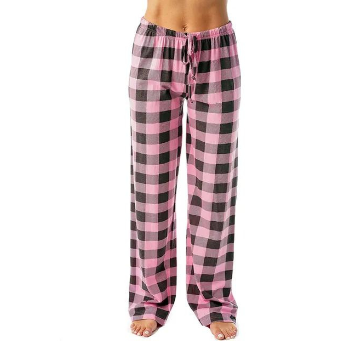 Women's Christmas Plaid Wide-Leg Pajama Pants - Perfect for Holiday Lounging and Street Style