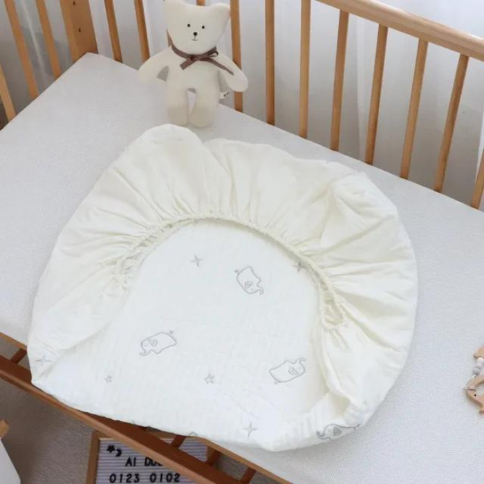 INS Nordic Korea Embroidered Organic Cotton Fitted Crib Sheet