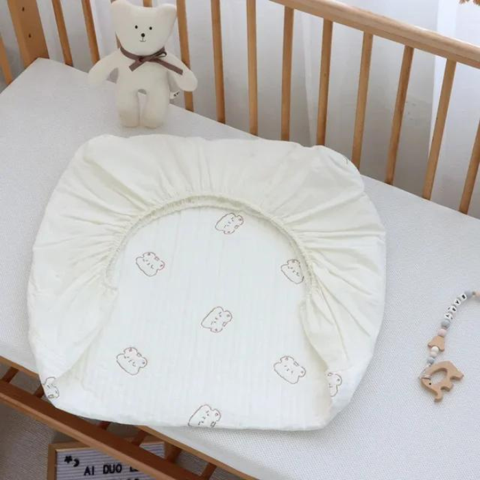 INS Nordic Korea Embroidered Organic Cotton Fitted Crib Sheet