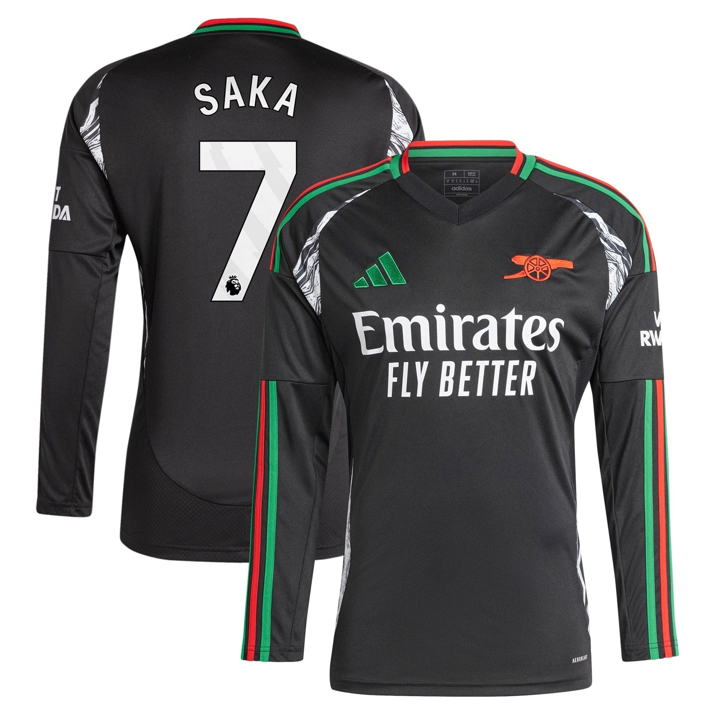 Bukayo Saka Arsenal adidas 2024/25 Away Long Sleeve Player Jersey - Black