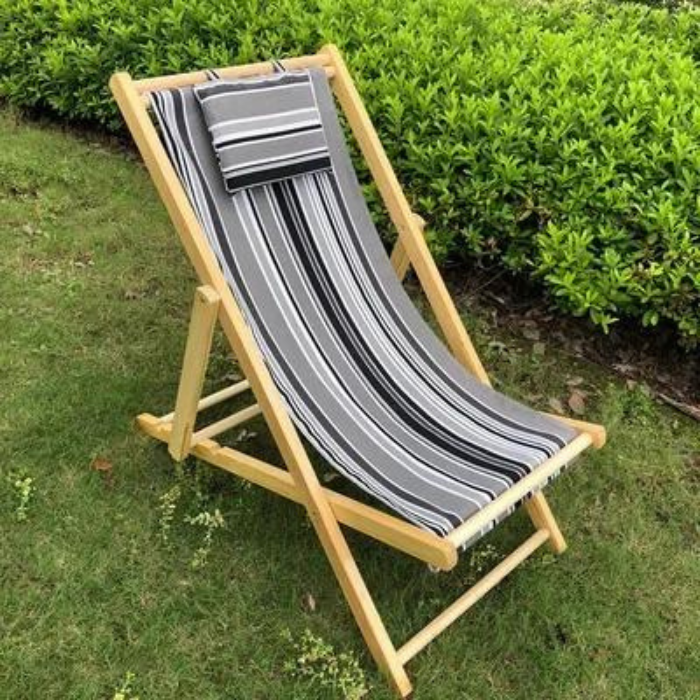 Fabric Lazy Folding Lounge Wood Beach Chair for Every Adventure