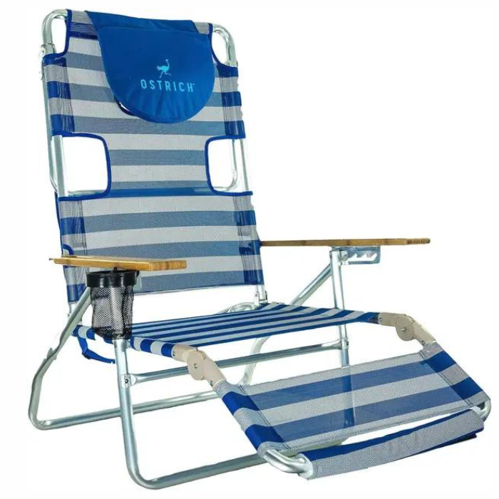 Adjustable Beach Chair With Face Hole & Built-In Cup Holder