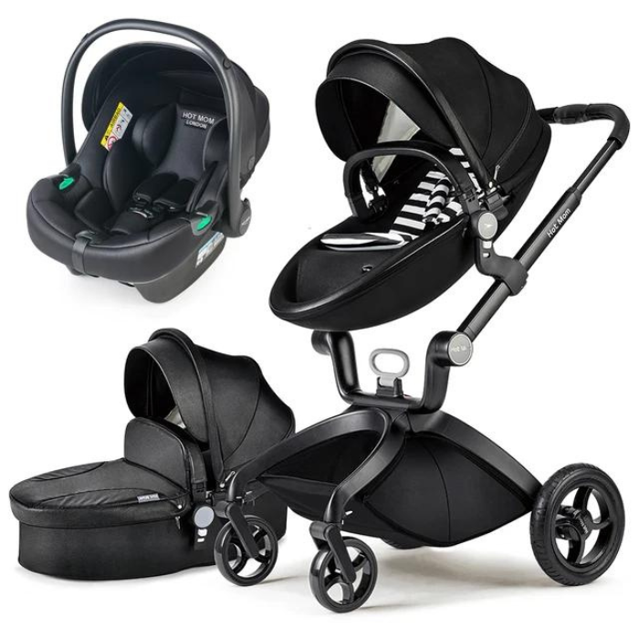 Hot Mom High Landscape Stroller For Newborns 3 in 1 With Premium Accessories