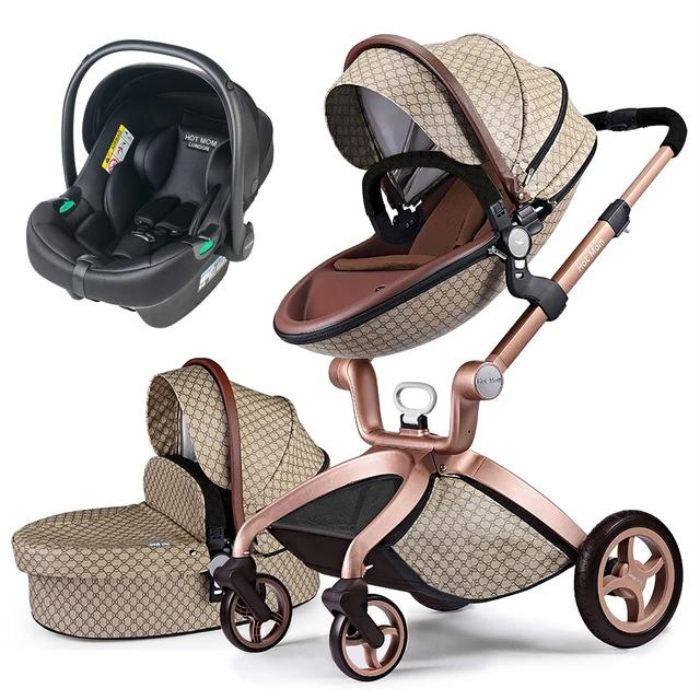 Hot Mom High Landscape Stroller For Newborns 3 in 1 With Premium Accessories