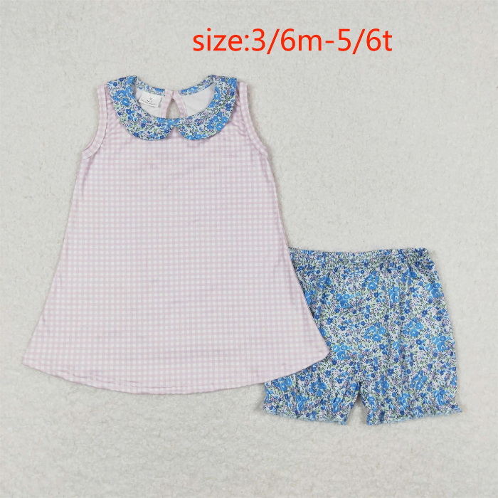 Summer Boutique Baby Girls Clothes - Pink Floral & White Plaid Rompers