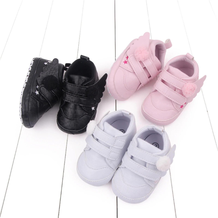 Adorable Angel Wings Sneakers for Boys & Girls - Soft Sole, Non-Slip Leather Shoes for Newborns & First Steps