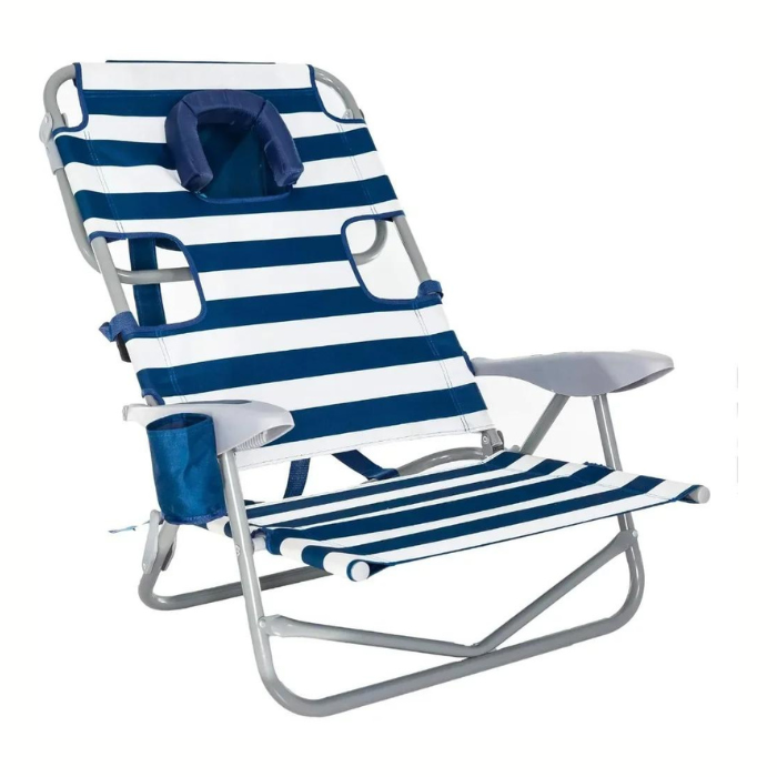 Sunbathing Experience Adjustable Beach Chair with Face Hole & Cup Holder