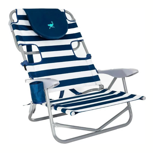 Sunbathing Experience Adjustable Beach Chair with Face Hole & Cup Holder