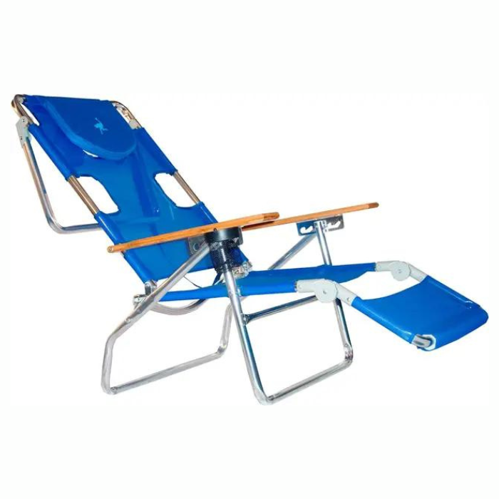 Adjustable Beach Chair With Face Hole & Built-In Cup Holder