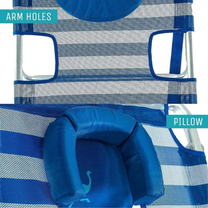 Adjustable Beach Chair With Face Hole & Built-In Cup Holder