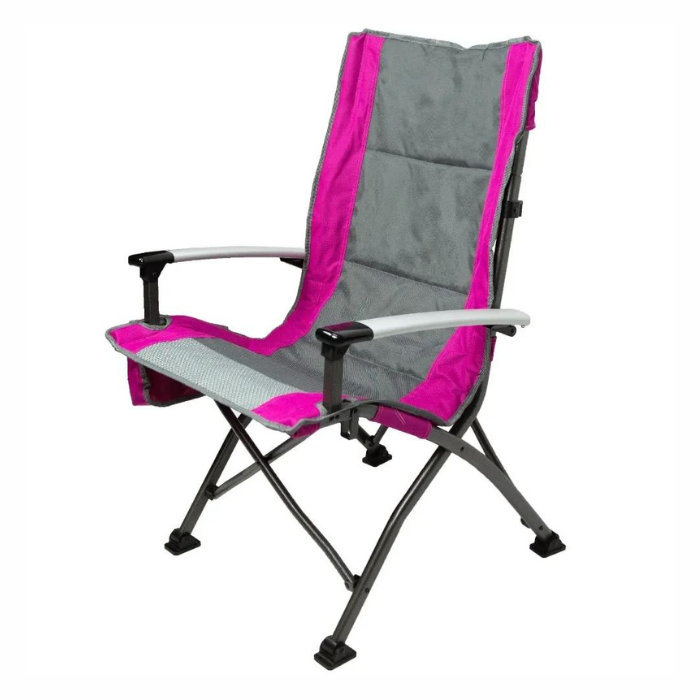 Ozark Trail Pink High Back Fishing Chair With Cupholder & Headrest