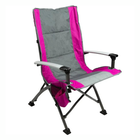 Ozark Trail Pink High Back Fishing Chair With Cupholder & Headrest