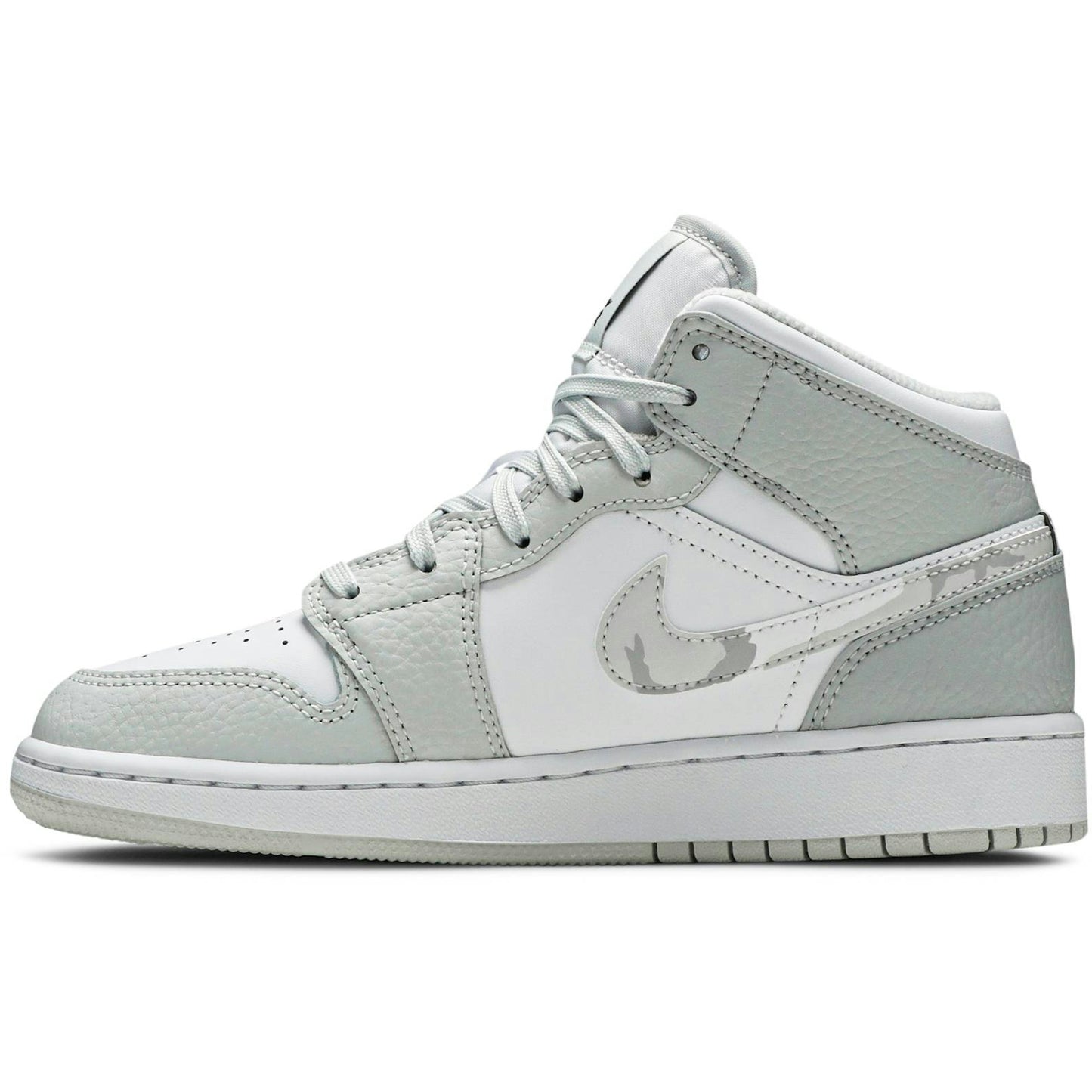 (Grade School) Air Jordan 1 Mid SE ‘Swoosh Logo – Grey Camo’ DD3235-100